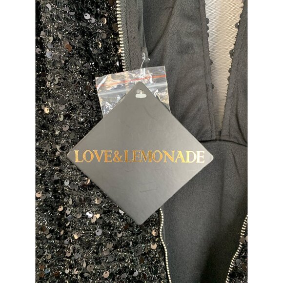 NWT Black Sequin Mermaid Maxi Evening Gown Love & Lemonade Size Xl - Picture 4 of 13